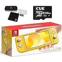 Newest Nintendo Switch Lite Game Console, 5.5 inch LCD Touchscreen, Built-in Plus Control Pad, Speakers, 3.5mm Audio Jack, Speakers, with CUE 128GB MicroSD & 3-in-1 Case (Yellow)