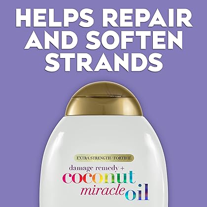 OGX Extra Strength Damage Remedy + Coconut Miracle Oil Conditioner for Dry, Frizzy or Coarse Hair, Hydrating & Flyaway Taming Conditioner, Paraben-Free, Sulfate-Free Surfactants, 13 fl oz
