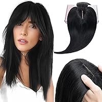 Elailite V3.0 Hair Toppers Real Human Hair for Women with Thinning Hair Small Clips in Hair Pieces with Bangs for Hair Loss Gray Fine Hair 18 Inch 53g #1 Jet Black