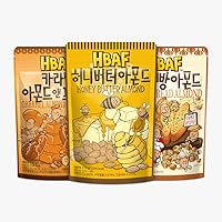 [Official Gilim HBAF] Korean Seasoned Almonds 3 Flavor Pack Mix (1 Honey Butter, 1 x 190g, 1 Salted Caramel, 1 x 190g, 1 Garlic Bread, 1 x 190g)
