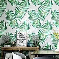 DAWEI Nordic Style Non-Woven Wallpaper Southeast Asia Banana Leaf Tropical Rainforest Plants Living Room Bedroom TV Background Wallpaper 1.73'W x 32.8'L Non-Pasted