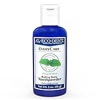 Eco-Dent DailyCare Baking Soda Toothpowder, Mint - Fluoride-Free Toothpaste Powder, SLS-Free Tooth Powder with Baking Soda, Minerals, and Essential Oils, Toothpaste Alternative, 2 Oz