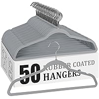Clothes Hangers 50 Pack Plastic Hangers Space Saving, 17.5 Inches Wide Durable Coat Hanger, Non Slip, 360 Rotating Hook, Gray