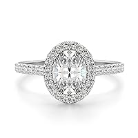 3.26 CT Oval Moissanite Engagement Ring Wedding 925 Sterling Silver,10K/14K/18K Solid Gold Wedding Set Solitaire Accent Halo Style, Silver Anniversary Promise Ring Gift for Her