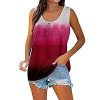 Tank Top for Women,Women's Summer Floral Sleeveless Shirts Button Up Henley Tank Tops Casual Basic T Shirts Blouse