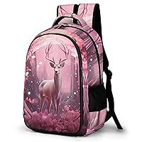 Animal Crystal Deer Travel Backpack Double Layers Laptop Backpack Durable Daypack for Men Women