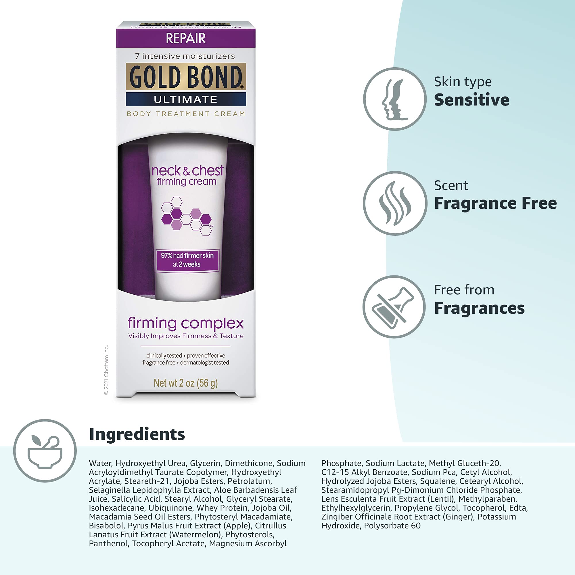 Gold Bond Age Renew Neck & Chest Firming Age Renew Cream, 2 oz., Clinically Tested Skin Firming Cream