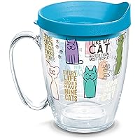 Tervis Cat Sayings Made in USA Double Walled Insulated Tumbler Travel Cup Keeps Drinks Cold & Hot, 16oz Mug, Classic