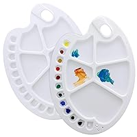 U.S. Art Supply 17-Well Artist Painting Palette (Pack of 2) - Plastic Artist Paint Color Mixing Trays - Art Students, Classroom, Class Craft Projects, Party Events - Acrylic, Oil, Watercolor