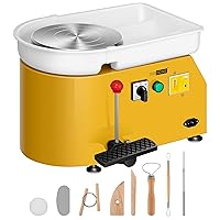 VIVOHOME 25CM Pottery Wheel Forming Machine 350W Electric DIY Clay Tool with Foot Pedal and Detachable Basin for Ceramic Work Art Craft Yellow