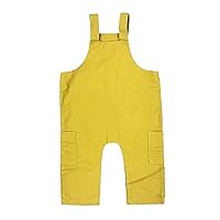 Lucas Square Front Overall with Straps and Pockets 55% Organic linen-45% Organic Cotton – Ocher – 4 Year