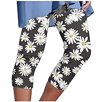 FunAloe Leggings for Women UK Sports Leggings Women Yoga Full Length Pant Women Athletic Crop Floral Print Casual Elastic Waist Beach Sport Shorts Summer Gradient Pants