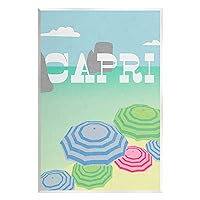 Capri Beach Shore Umbrellas Wood Wall Art, Design by Lil' Rue