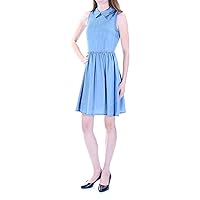 Women's Collared Sleeveless Fit and Flare Dress