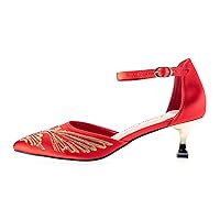 Kate Open Side Instep Strap Embroidered Pumps