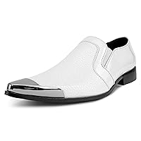 Amali Davis - Men's Dress Shoes, Exotic Patent Loafers for Men - Gun Metal Metallic Tip Smoking Slippers, Dress Shoes for Men - The Original, Designer Shoes