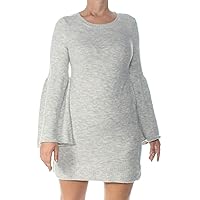 Kensie Women's Warm Touch Sweater Dress with Bell Sleeve, Heather Light Grey, S