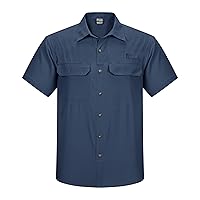 Outdoor Ventures Men's Lightweight Short Sleeve Fishing Shirt UPF 50 Button Down Quick Dry Cooling Hiking Travel Safari Shirt