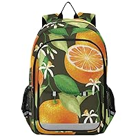 ALAZA Orange Floral on Black Reflective Backpack Outdoor Sport Safety Bag