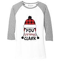 Christmas Raglan Buffalo Plaid You Serious Clark Mens Womens Baseball T-Shirt Gifts