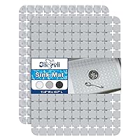 Bligli Sink Mat for Stainless Steel/Ceramic Sinks, 2 Pack 15.7x11.8 inches PVC Sink Protectors for Bottom of Kitchen Sink, Dishes and Glassware drain Mats, Durable and Fast Draining (Solid Grey)
