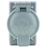 Leviton 7770 Single Gang Cover Plate For 50A Single Receptacles, Cast Aluminum with Lift Cover For Wet Location with Cover 