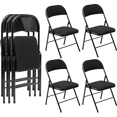 Mua Birsppy HGB Padded Folding Chair Set of 4 Black Fabric Folding