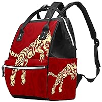 Tiger Red Diaper Bag Backpack Baby Nappy Changing Bags Multi Function Large Capacity Travel Bag