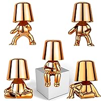 GZKPL Thinker Lamp Collection, Mr Gold Touch LED Table Lamp Cordless Bedside Desk Lamp Nightstand Statue Lamp Battery Operated Night Light for Bedroom, Living Room, Office (5 Pack)