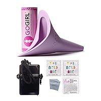 GoGirl Female Urination Device, Lavender & Black Waterproof Case For Spills & Splashes Plus Feminine Natural Wipes & Extra Zip Baggies