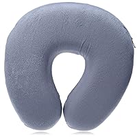 AliceInter U Shaped Slow Rebound Memory Foam Travel Neck Pillow for Office Flight Traveling Cotton Soft Pillows (ฺGray)