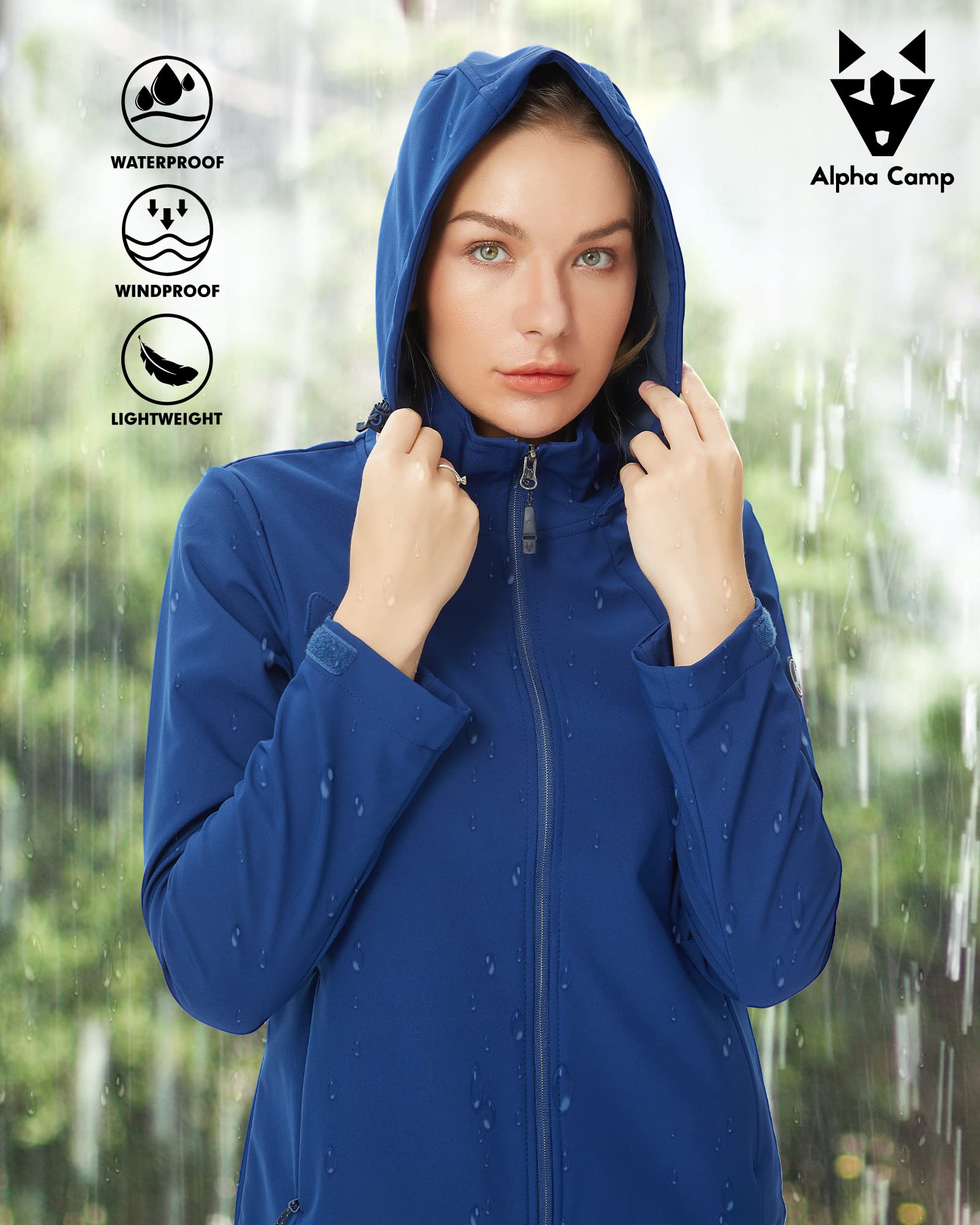Rain Jackets for Women Waterproof Softshell Windbreaker Jackets with Hood Rain Coats for Outdoor Hiking Camping