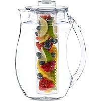Large Fruit Infuser Water Pitcher (2.9 Quart / 93 Oz) – Shatterproof Acrylic Infusion Jug for Iced Tea, Juice, Beverages, Water, Lemon, Fruit & Herbs – BPA Free