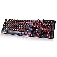 Rii RK100 3 Colors LED Backlit Mechanical Feeling USB Wired Multimedia Office Keyboard For Working or Primer Gaming,Office Device (Renewed)