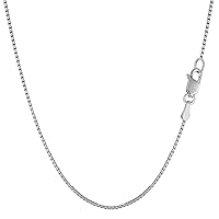 Jewelry Affairs 10k White Solid Gold Mirror Box Chain Necklace, 1.0mm