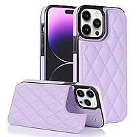 XYX for iPhone 14 Pro Wallet Case with Card Holder, RFID Blocking PU Leather Double Magnetic Clasp Back Flip Protective Shockproof Cover 6.1 inch, Purple