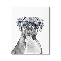 Fun Boxer Dog Wearing Glasses Canvas Wall Art, Design by Annalisa Latella