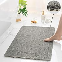 Anti Slip Shower Mat, Soft Textured Bath Mat, Easy Drain Non Slip Comfort Bathtub Mats, Quick Drying PVC Loofah Bathroom Mats, Phthalate Free (15.5