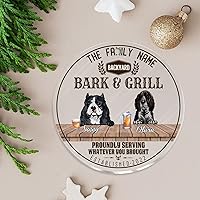 Bark & Grille Proundly Serving Whatever You Brought Establi Christmas Acrylic Ornament Dog Pet Lovers Christmas Souvenirs Vintage Christmas Memory Keepsake Ornament for Family 3 in
