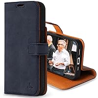 Snakehive Leather Wallet for iPhone 15 - Real Leather Wallet Phone Case - Genuine Leather with Viewing Stand and 3 Card Holder - Flip Folio Cover with Card Slot (Navy)