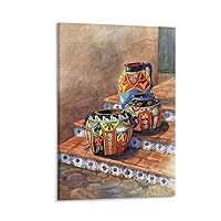 KEHTU Mexican Art Pottery still Life Painting Poster Aesthetic Poster Canvas Poster Wall Art Decor Print Picture Paintings for Living Room Bedroom Decoration Frame-style 12x18inch(30x45cm)