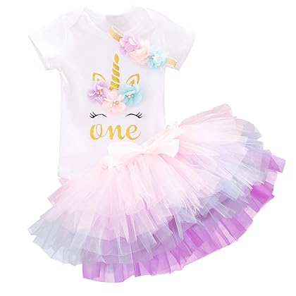 NNJXD Baby Girl Tutu Skirt Sets 1 Year Birthday Party Clothes