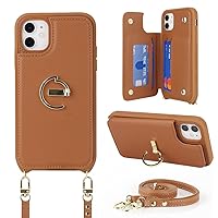Ｈａｖａｙａ Crossbody Phone case for iPhone 12 Mini case with Strap for Women iPhone 12 Mini case with Card Holder iPhone 12 Mini Wallet case Leather Cover with Credit Card Slot-Brown