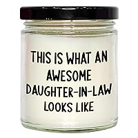 Awesome Daughter-in-Law Gifts | This is What an Awesome Daughter-in-Law Looks Like | 9oz Vanilla Scented Soy Candle | Cute Daughter-in-Law Gifts for Mother's Day Unique Gifts from Husband