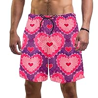 Pink Love Loving Heart Mens Swim Trunks Quick Dry Swim Shorts Swimwear Bathing Suits
