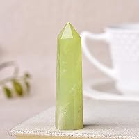 23 Natural Stone Crystal Point, Crystal Pencil, Crystal Obelisk, Crystal for Self Gift, Crystal Wand, Crystal Tower, Crystal Healing (Light Green Jade, 50-60 MM)