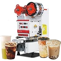 Commercial Cup Sealer Sealing Machine Full Automatic Bubble Tea Machine for 9/9.5/8.8 PP/PE/Paper Milk Tea Cup Packing Machine (Color : White, Size : 220v)-1pc