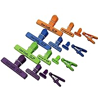Select Plastic Bag Clip, 16 piece set, Green/Blue/Orange/Purple