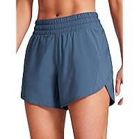 CRZ YOGA Womens Mid Waisted Running Shorts Liner - 5'' Quick Dry Athletic Sport Workout Track Shorts Zip Pocket