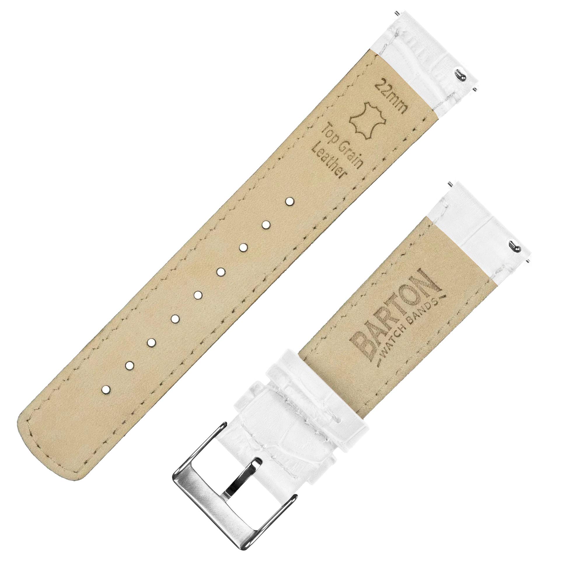 Barton Alligator Grain - Quick Release Leather Watch Bands - Choose Color, Length & Width - 16mm, 18mm, 19mm, 20mm, 21mm, 22mm, 23mm, or 24mm Standard or Long
